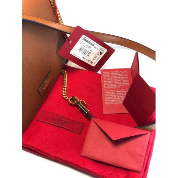 VALENTINO Vsling Small Grained Brown Leather Shoulder Bag - Picture 10 of 12